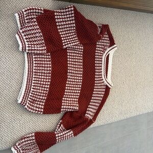 Chic Red and White Striped Women's Sweater
